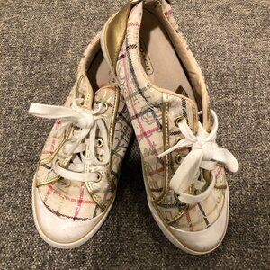 COACH Barrett Graffiti Leather/Canvas Sneakers, Size 7.5B